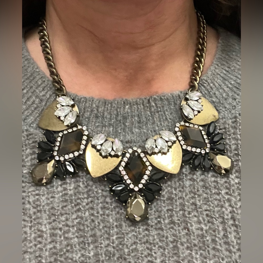 BaubleBar gold crystal statement necklace